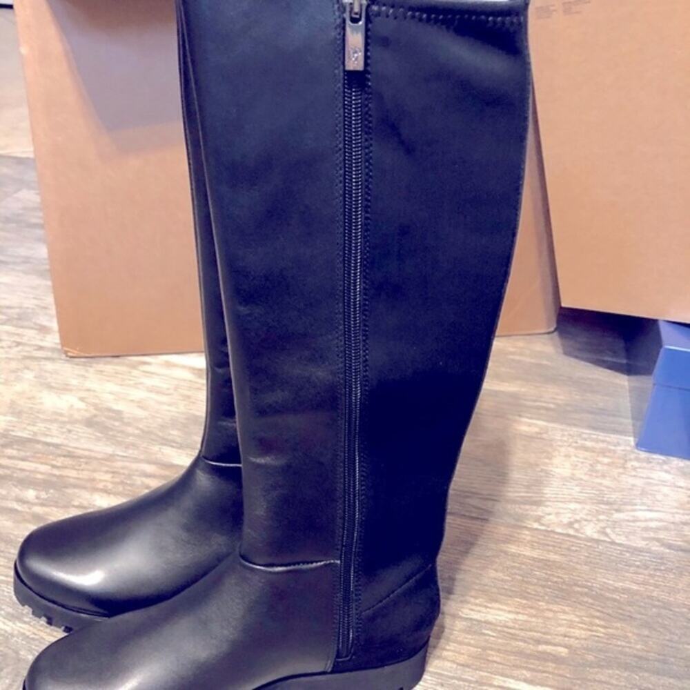 Donald J Pliner black calf high chunky heel boots US size 6 - Picture 4 of 5